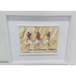 LORNA MILLER: “Three Irish Dancers”, 29cm h x 40 cm w, in a white frame