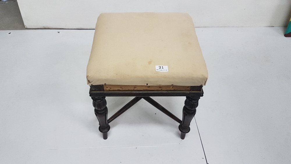 William IV Rosewood stool, with cross stretcher, 15" square (for recovering) - Image 2 of 2