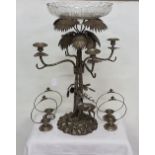 Late 19thC Table Centrepiece with 4 Candelabra, possibly by Elkington and Co., figure of a stag on a