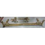 Brass Fender (48“ dia), pair of fire dogs and set of 3 fire irons (6)