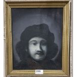 MICHAEL THATCHER, oil on canvas, Portrait of Rembrandt, 30cm h x 24 cm, framed
