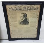 Large framed 1853 commemorative print of Robert Emmett’s speech from the dock, 67 x 42cm