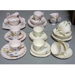 2 China Tea Sets (for 5/6 settings) – 1 Tuscan (pink floral) & 1 Delphine, cream floral