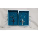 2 x modern dress necklaces with crosses “Indulae”