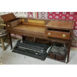 Regency inlaid Mahogany Spinnet converted to a dressing table with drawers and tapered legs, 66”w