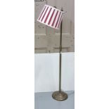 Brass Standard Lamp, round column, 57”h with shade (re-wired)