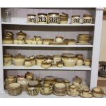 4 shelves of English Granville TG Green Kitchen Ware incl. storage pots, cups and saucers, teapots