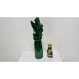 Porcelain Foo Dog & green studio art ceramic figure of a crocodile (2)