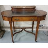 JAS SHOOL BRED & CO kneehole writing desk with tooled leather top and side pockets with oval