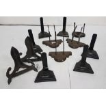 Set of 6 ebonized plate Stands, 17cms H & a Group of 6 ebonized plate stands