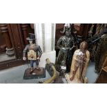 3 chromed fire iron stands – Dutch girl, Star War Figures & 2 vintage carpet brush heads (5)