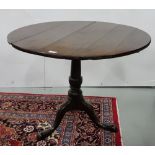 Georgian Oak Snap Top Occasional Table, on tripod base, pad feet, 33” dia