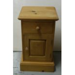 Modern pine bedside cabinet with a door and drawer, 15"w x 26"h
