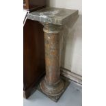 Pair of grey and light brown ground marble jardinière stands, each 39"h, 13" sq tops, Romanesque