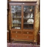 Edwardian Inlaid Mahogany Display Cabinet, the two glazed doors enclosing 3 shelves, above 3