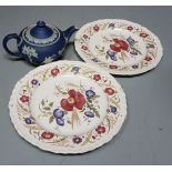 Pair of Wedgewood Plates, floral, Hanly Jug, Wedgewood teapot, cottage teapot etc (11)