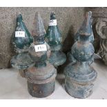 Set of 3 late 19th C Iron Gate Post Finials & a Pair of late 19th C Iron Gate Post Finials (5)