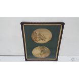 Pair of oval “Le Blond” oil prints – “Summer” & “Winter”, framed in a nicely moulded mahogany frame,