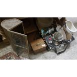 Assorted group of timber boxes and a box of kitchenalia etc