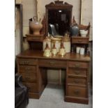 Edwardian Walnut dressing table, kneehole, swivel back, 48"w x 71"h