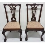 Matching Set of 6 Chippendale Style Mahogany Dining Chairs, with splat backs and removable seats,