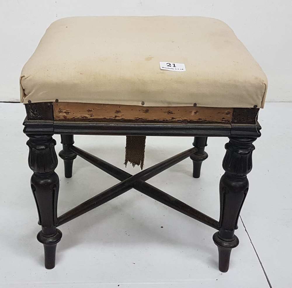 William IV Rosewood stool, with cross stretcher, 15" square (for recovering)