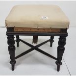 William IV Rosewood stool, with cross stretcher, 15" square (for recovering)