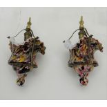 Matching Pair of End of Day Glass Hanging Ceiling Lights (electric) with brass hanging hooks