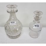 Georgian Cut Glass Decanter & a smaller cut glass decanter with a stopper (2)