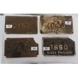 4 x 1933 Metal Transport Plaques, “Plata Feiticle”, all numbered, each 8” x 5”
