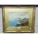 Early 20th C watercolour, "The Headland" by J SHARLAND, 11"h x 14"w