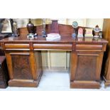 Victorian Mahogany Pedestal Sideboard, 3 drawers over 2 panelled doors, 72”long