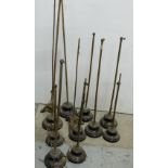 10 approx brass poles on bases