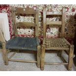 Two Irish Pine Sugan Chairs, woven seats