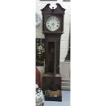 Early 19th C Oak Cased Grandfather Clock with acanthus carved door and lower panel, circular white