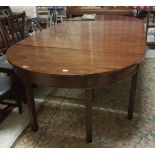 Late 19thC Mahogany Economy Dining Table, oval ended, on square legs, comprising a drop leaf