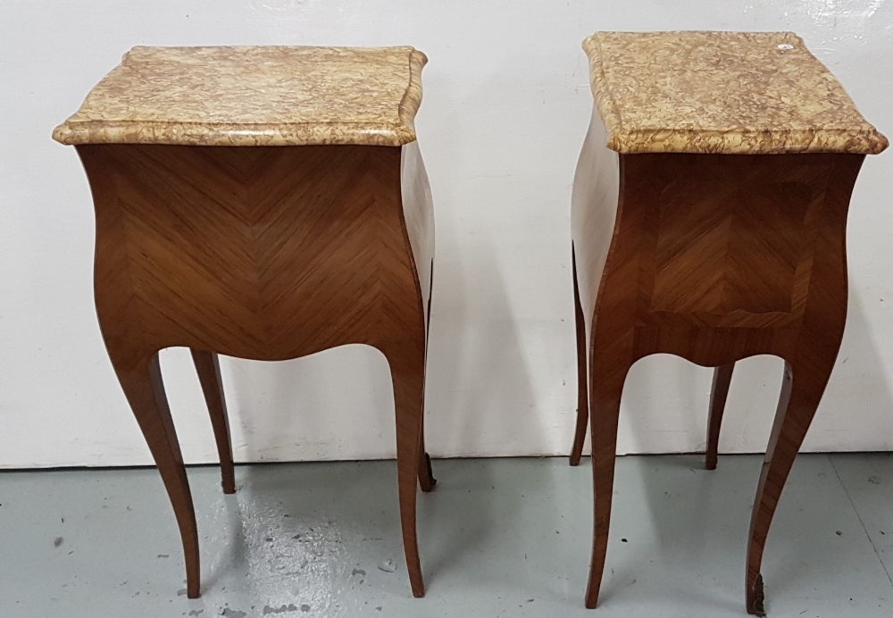 Matching Pair of French Kingwood Louis VI Bedside Cabinets, each with 2 drawers, on sabre legs - Image 2 of 2