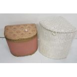 2 vintage Lloyd Loom Baskets (2) (1 white, 1 pink)