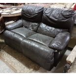 2 reclining leather armchairs (combines to one sofa), 63”w