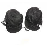 2 Black Silk Jockey Caps, 1 labelled Bond St London