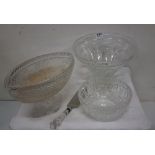 Large Waterford cut glass centre bowl, 11”dia, a smaller fruit bowl (same pattern) and a Galway