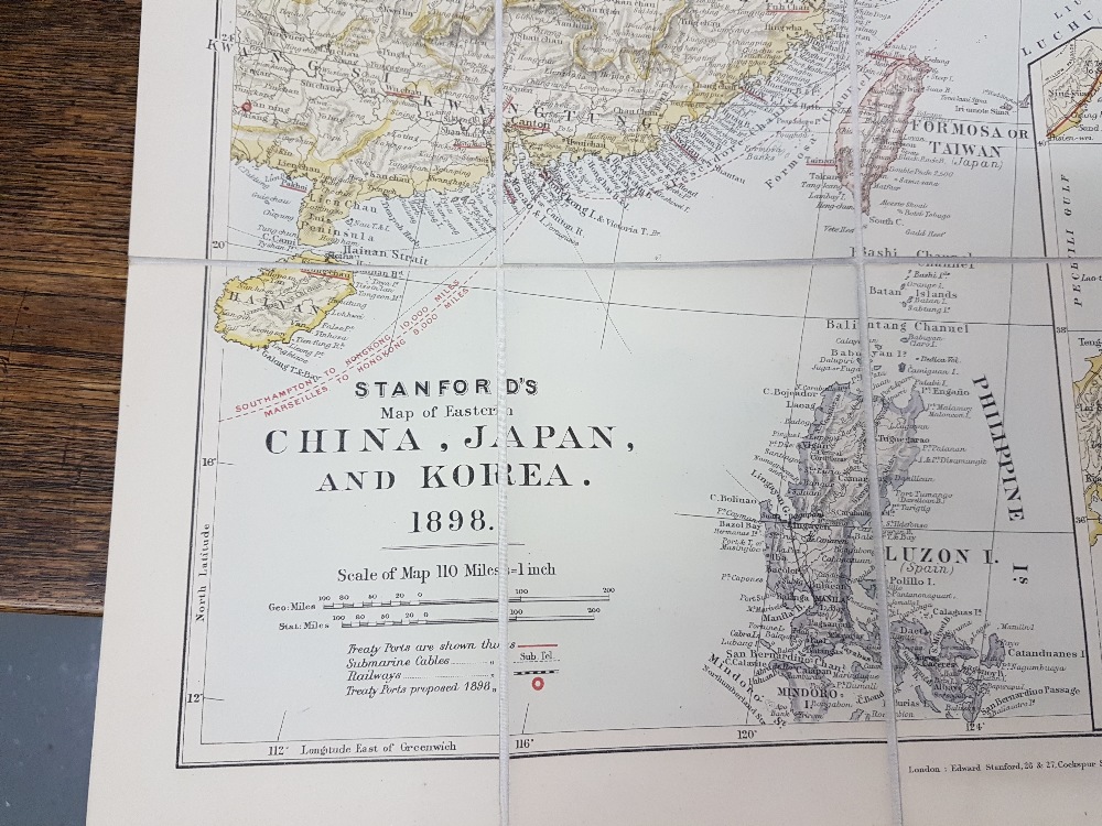 5 Antique Maps – 1) “Stanford’s Map of Eastern China, Japan and Korea, 1898”, 2) Part Ireland, - Image 3 of 4