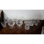 Waterford Crystal - Set of 5 brandy glasses (Marquis design), set of 5 whiskey tumblers & a set of 3