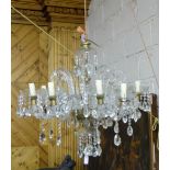 Fine Cut Glass Chandelier (electric), with 8 branches, multiple oval drops, 26” high