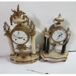 Two decorative French late 19th C white dial Mantel Clocks, one stamped LENENPOEU, A PARIS & one