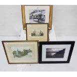 Taylor print of Kilkenny Castle, print of Dalkey Tram, photograph of Dublin Bay and print of The