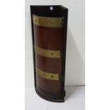 19thC Mahogany Corner Stick/Umbrella Stand, with brass (studded) banding, roped edges, 26”h x 12”w