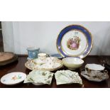 Group of porcelain items - Limoges “Reheusie” plate, Japanese cup and saucer, pair of Japanese