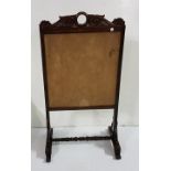 William IV rosewood framed adjustable fire screen, gold satin insert, 22"w x 41"h, French polished