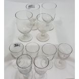 Group of 4 Victorian mouth blown Rummer Glasses C 1880, Height from 12.5cms to 14cms and a Group